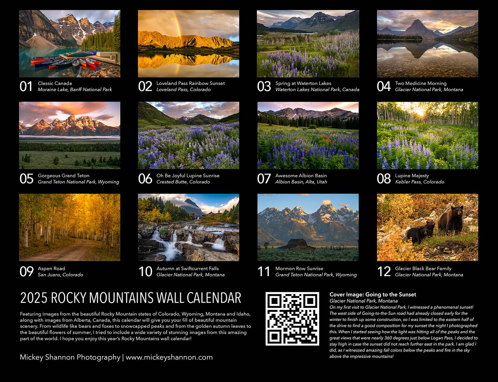 2025 Rocky Mountains Wall Calendar Back Cover