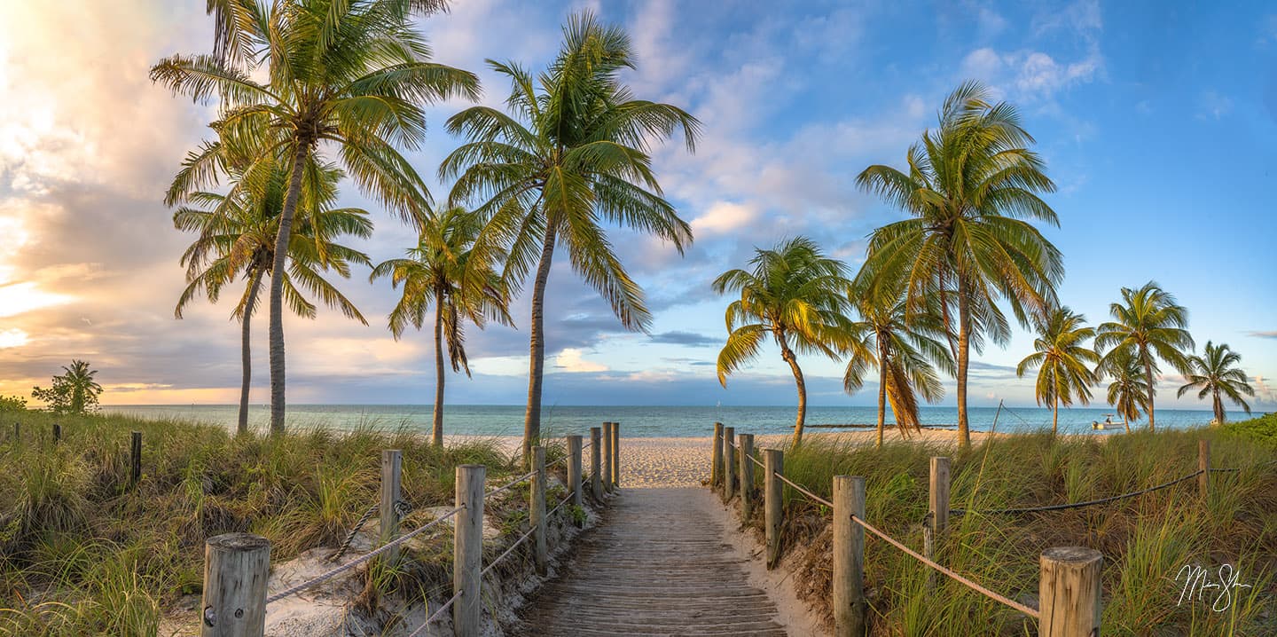 Key West Beach Sunrise With Two Palm Trees Fine Art Photo