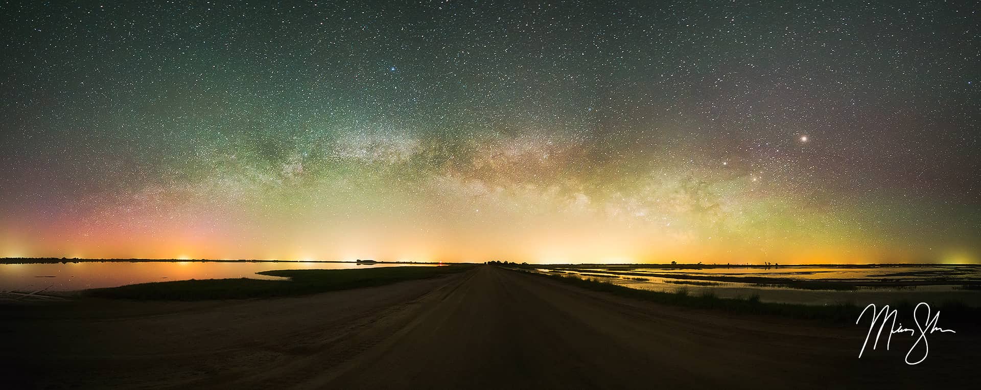 Kansas Aurora Borealis Milky Way Panorama Quivira National Wildlife